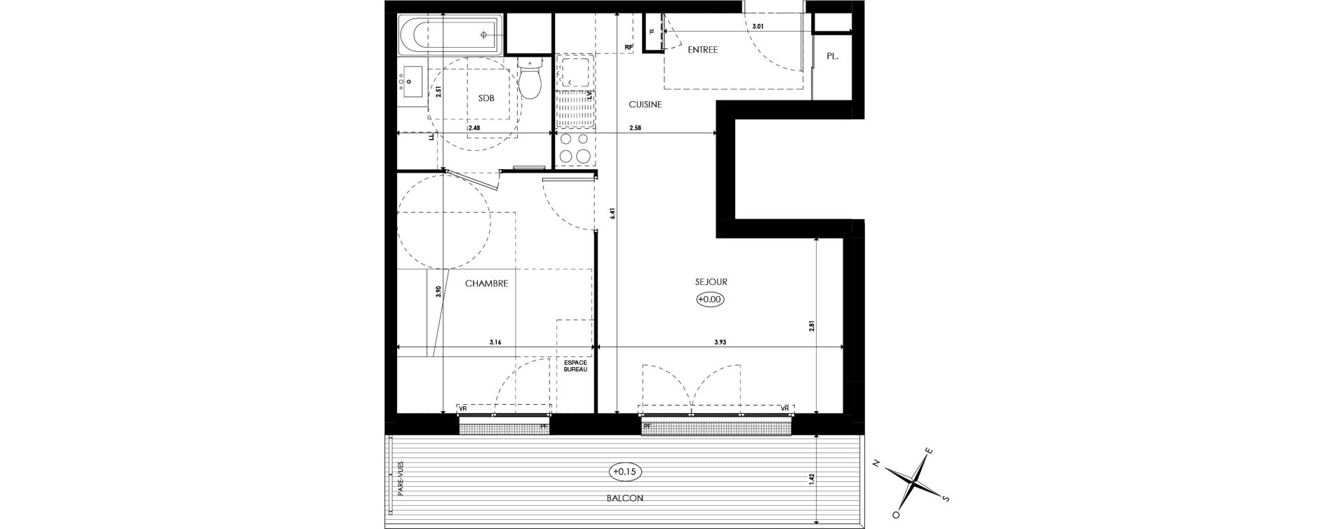 Appartement T2 de 40,05 m2 &agrave; &Eacute;pinay-Sur-Orge Croix ronde
