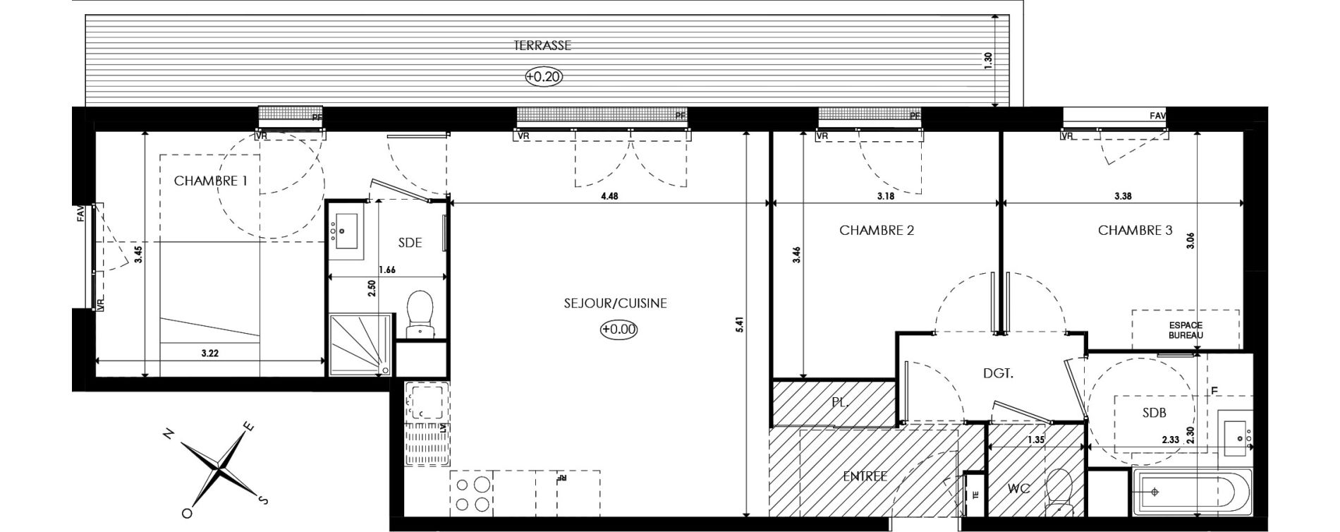Appartement T4 de 76,49 m2 &agrave; &Eacute;pinay-Sur-Orge Croix ronde
