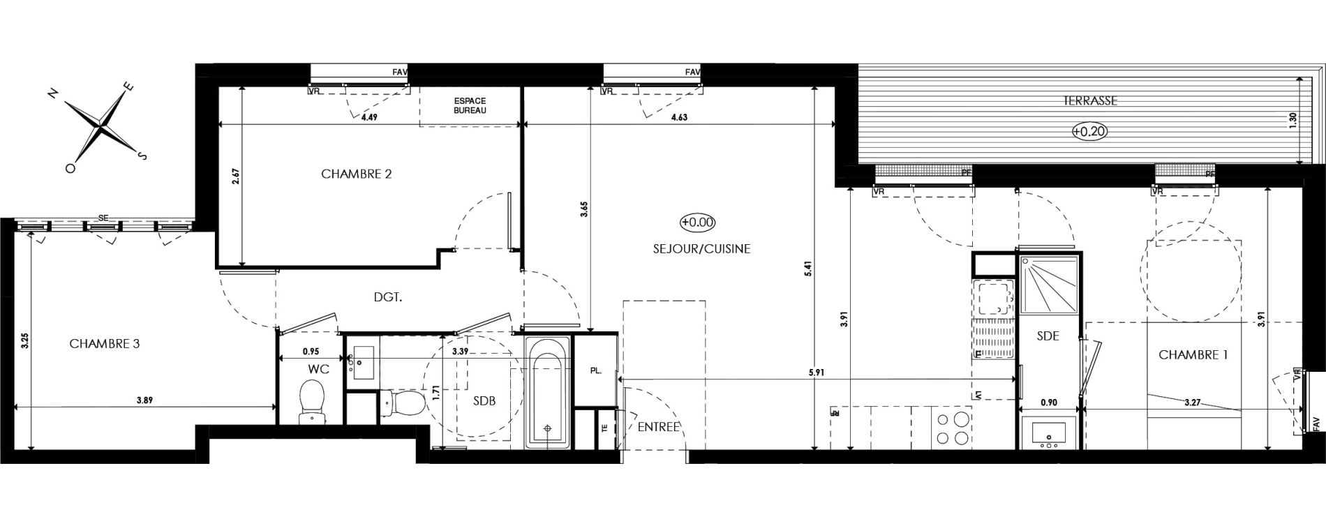 Appartement T4 de 83,06 m2 &agrave; &Eacute;pinay-Sur-Orge Croix ronde
