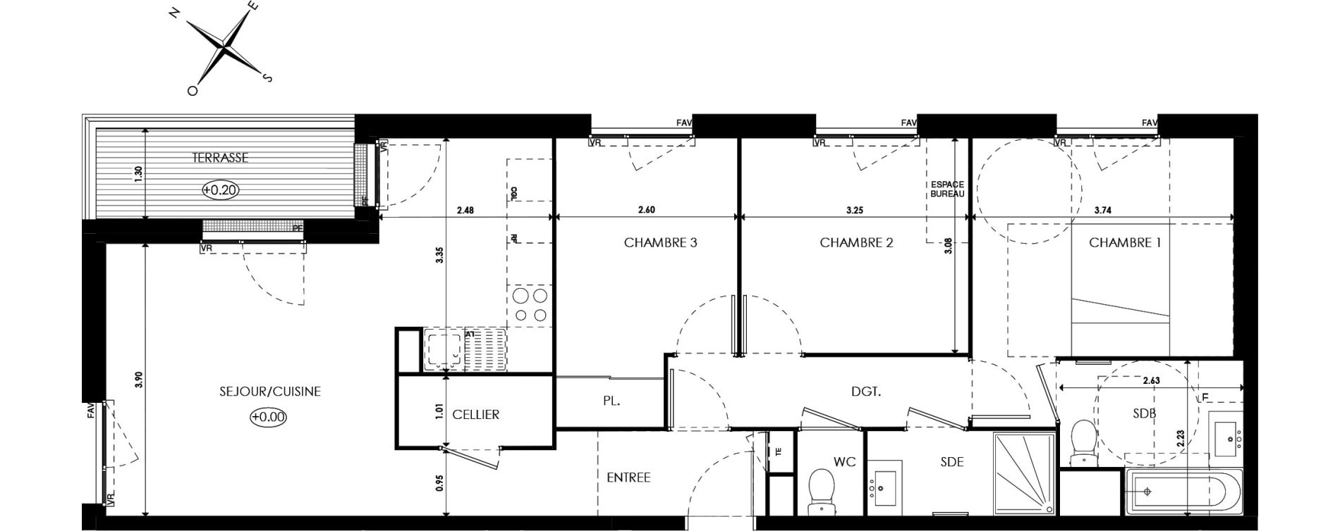 Appartement T4 de 78,39 m2 &agrave; &Eacute;pinay-Sur-Orge Croix ronde