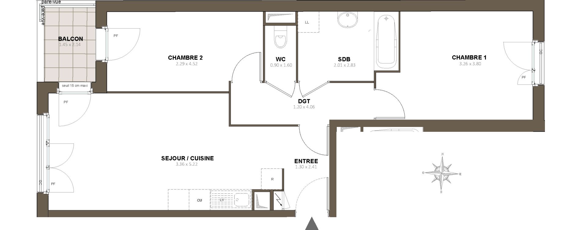 Appartement T3 de 59,00 m2 &agrave; &Eacute;pinay-Sur-Orge Centre