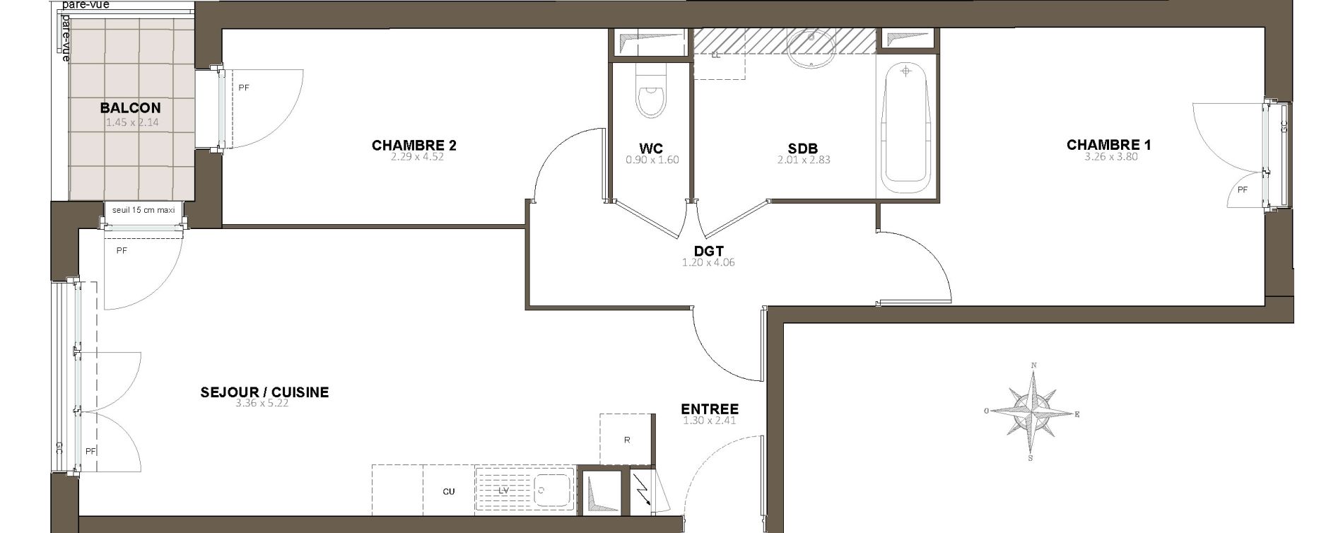 Appartement T3 de 58,80 m2 &agrave; &Eacute;pinay-Sur-Orge Centre