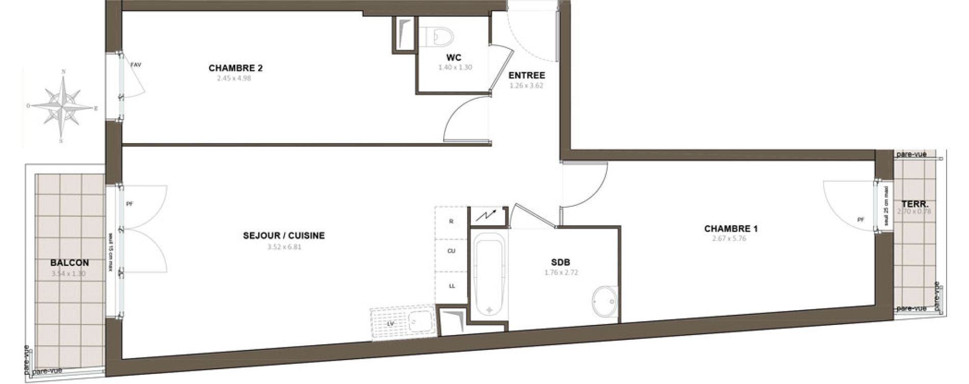 Appartement T3 de 64,07 m2 &agrave; &Eacute;pinay-Sur-Orge Centre