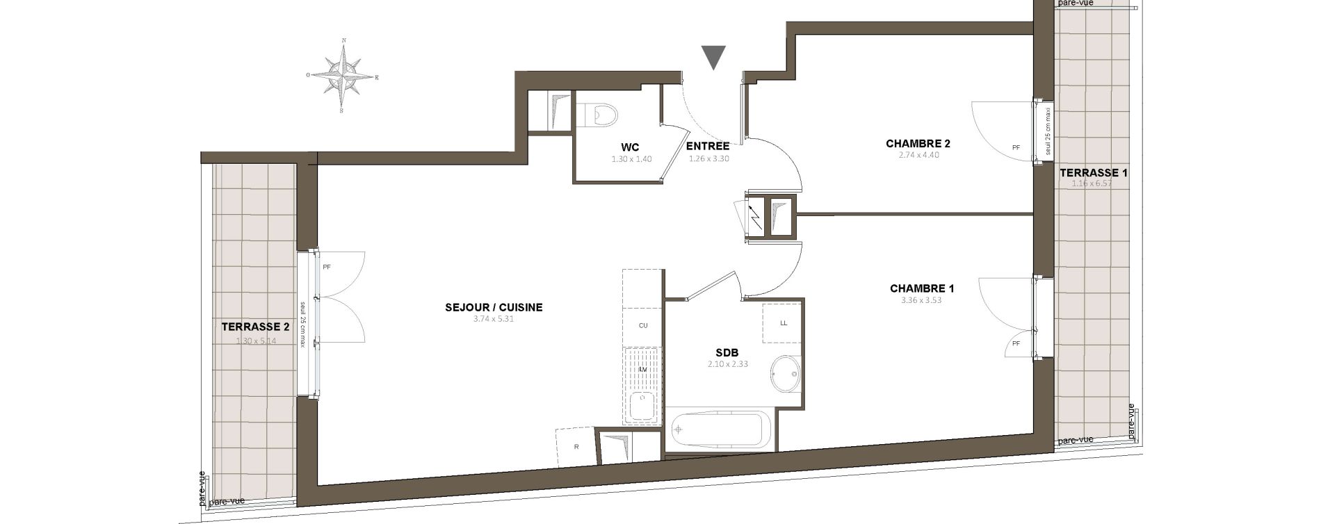 Appartement T3 de 59,92 m2 &agrave; &Eacute;pinay-Sur-Orge Centre