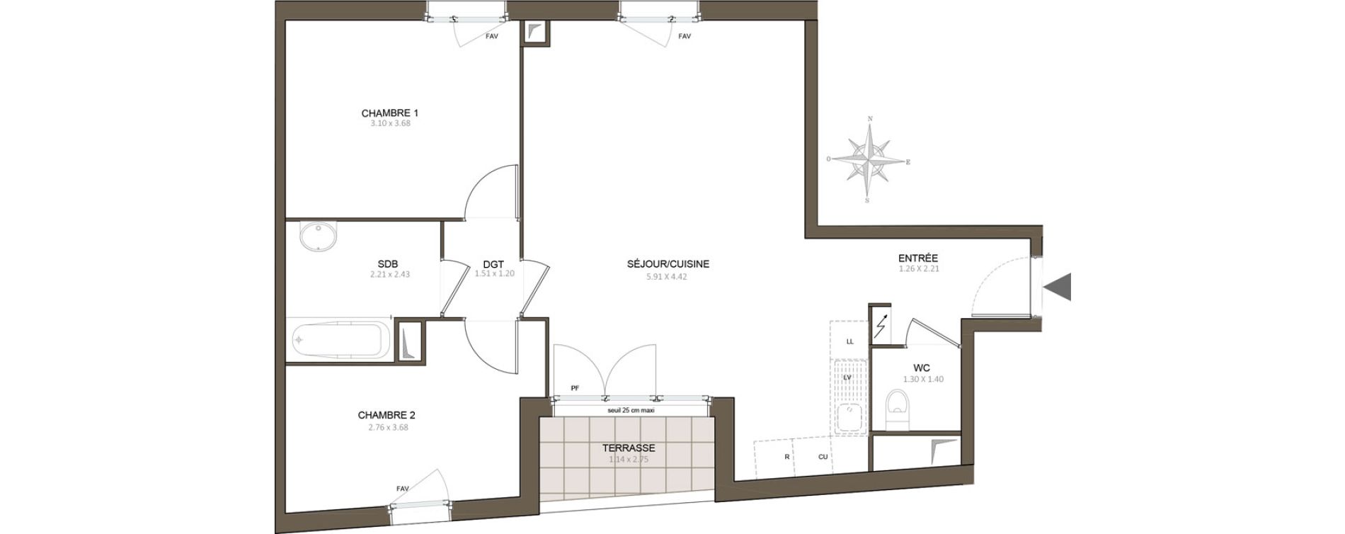 Appartement T3 de 63,60 m2 &agrave; &Eacute;pinay-Sur-Orge Centre