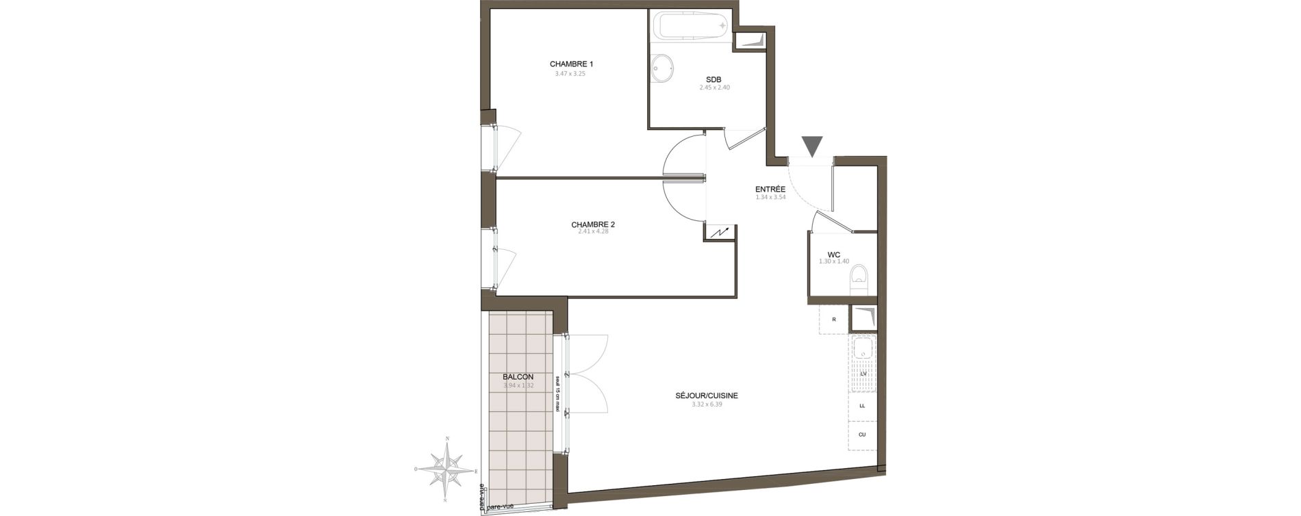 Appartement T3 de 61,21 m2 &agrave; &Eacute;pinay-Sur-Orge Centre
