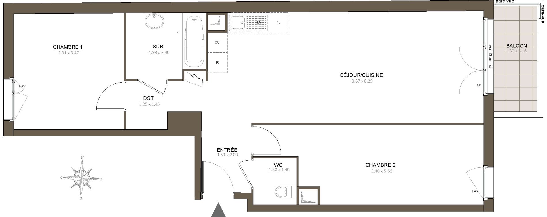 Appartement T3 de 65,67 m2 &agrave; &Eacute;pinay-Sur-Orge Centre
