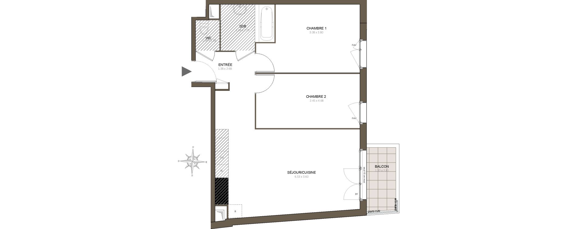 Appartement T3 de 62,47 m2 &agrave; &Eacute;pinay-Sur-Orge Centre