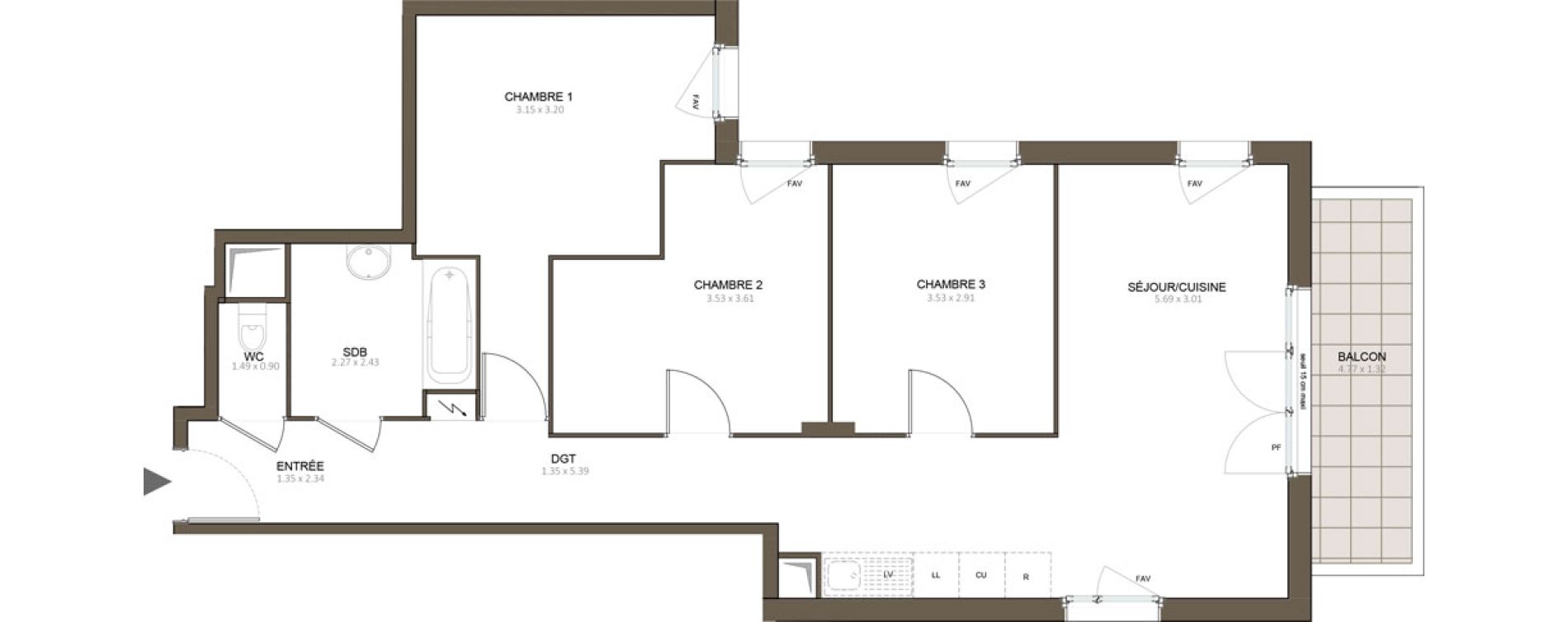 Appartement T4 de 75,18 m2 &agrave; &Eacute;pinay-Sur-Orge Centre
