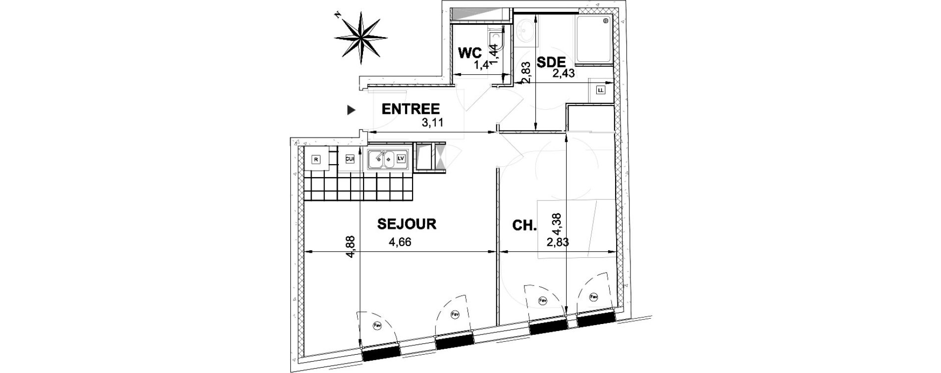 Appartement T2 de 47,33 m2 &agrave; &Eacute;tampes Centre