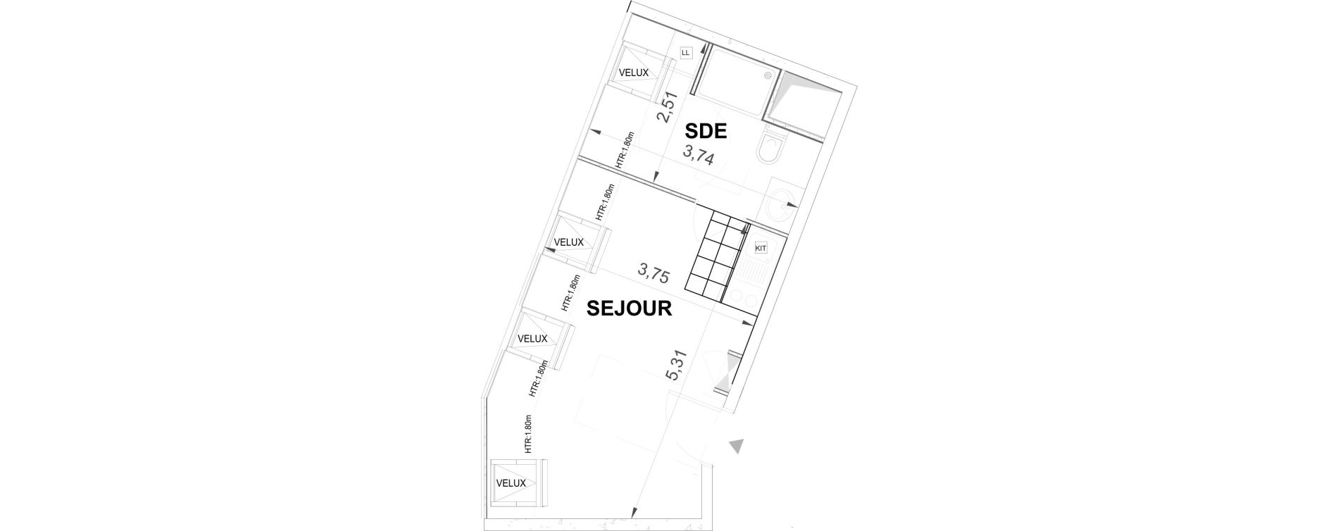 Appartement T1 de 21,91 m2 &agrave; &Eacute;tampes Centre