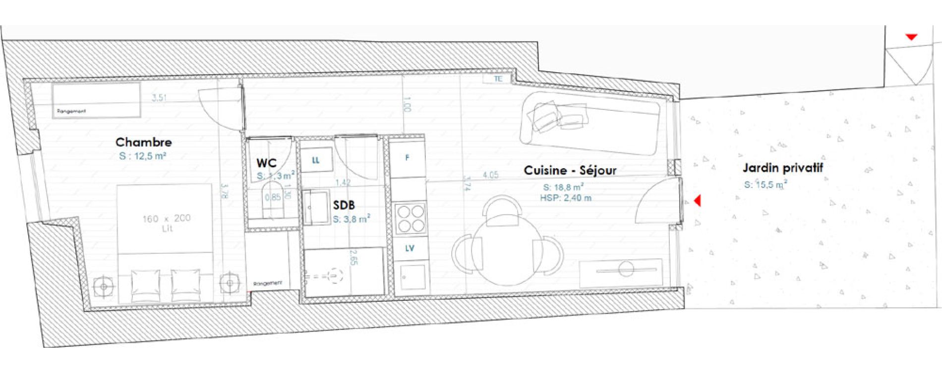 Appartement T2 de 36,40 m2 &agrave; &Eacute;tampes Centre