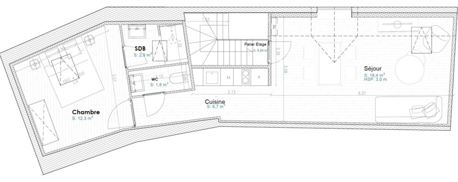 Appartement T2 de 43,50 m2 &agrave; &Eacute;tampes Centre