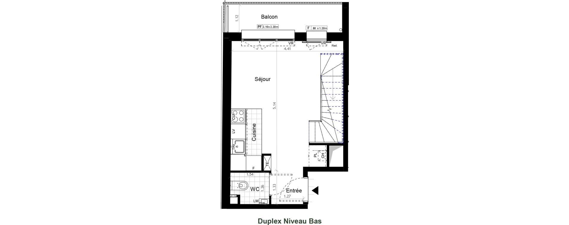 Duplex T2 de 39,60 m2 &agrave; &Eacute;tampes Centre