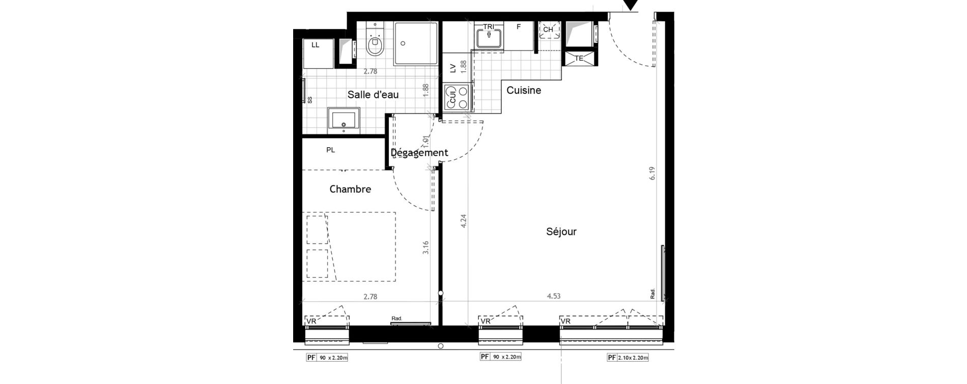 Appartement T2 de 43,60 m2 &agrave; &Eacute;tampes Centre