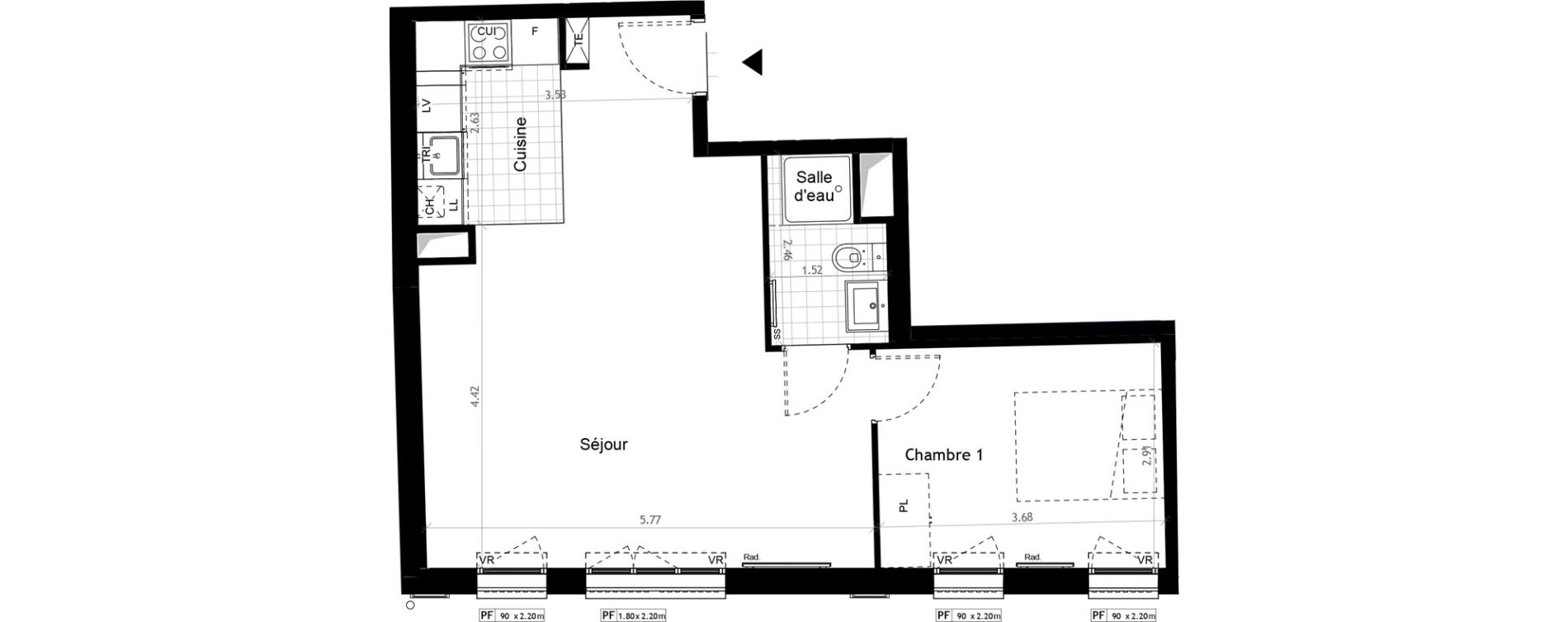 Appartement T2 de 47,00 m2 &agrave; &Eacute;tampes Centre