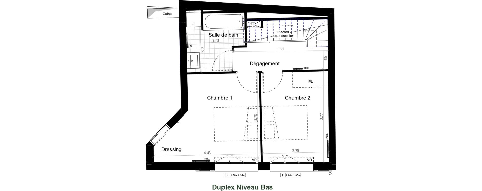 Duplex T3 de 64,20 m2 &agrave; &Eacute;tampes Centre