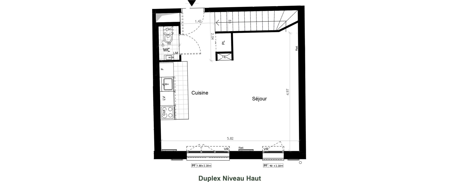 Duplex T3 de 64,20 m2 &agrave; &Eacute;tampes Centre