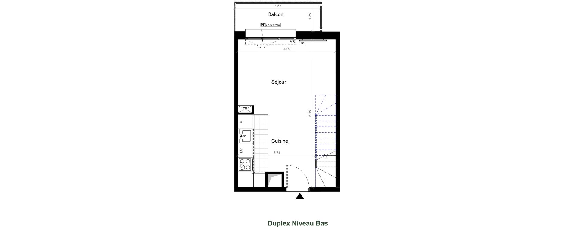 Duplex T3 de 62,60 m2 &agrave; &Eacute;tampes Centre