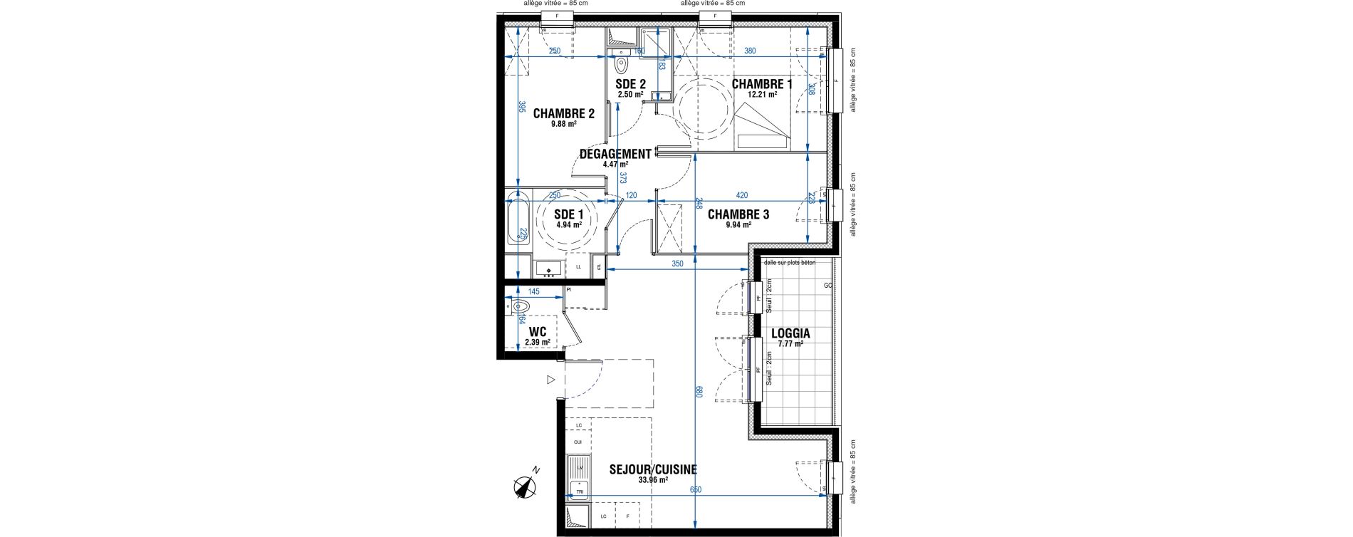 Appartement T4 de 80,29 m2 &agrave; &Eacute;vry Les horizons