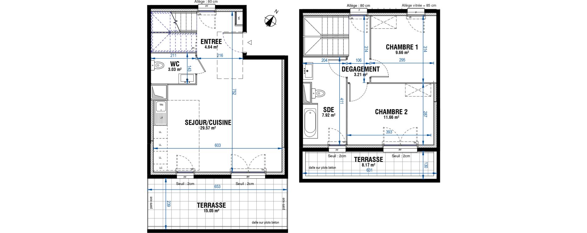 Duplex T3 de 69,69 m2 &agrave; &Eacute;vry Les horizons