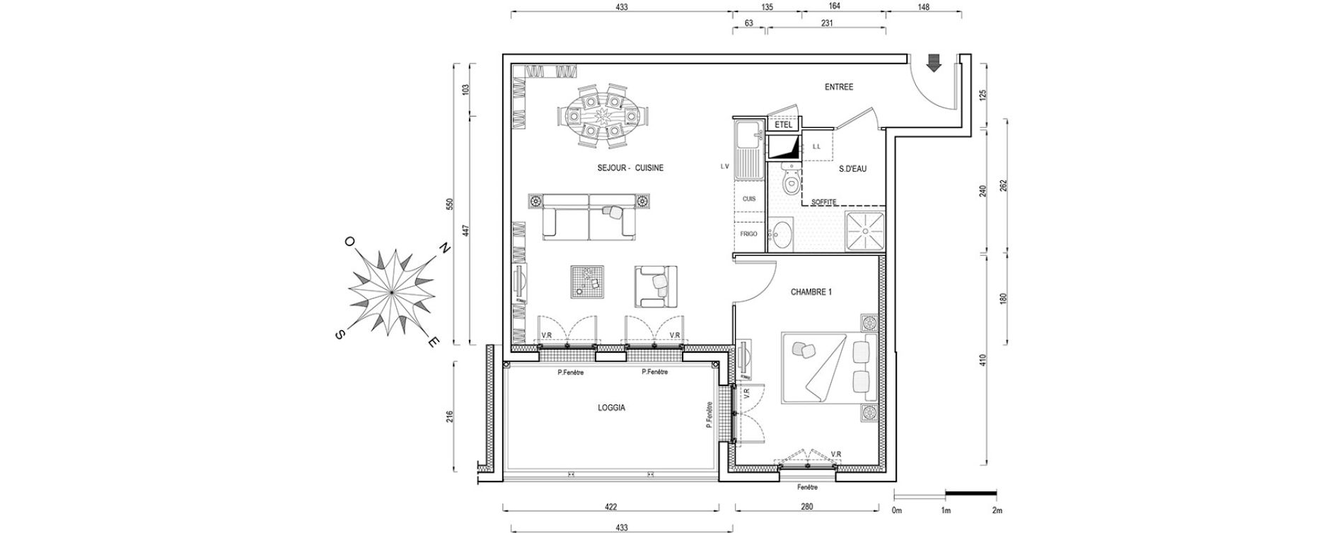 Appartement T2 de 47,40 m2 &agrave; &Eacute;vry Centre