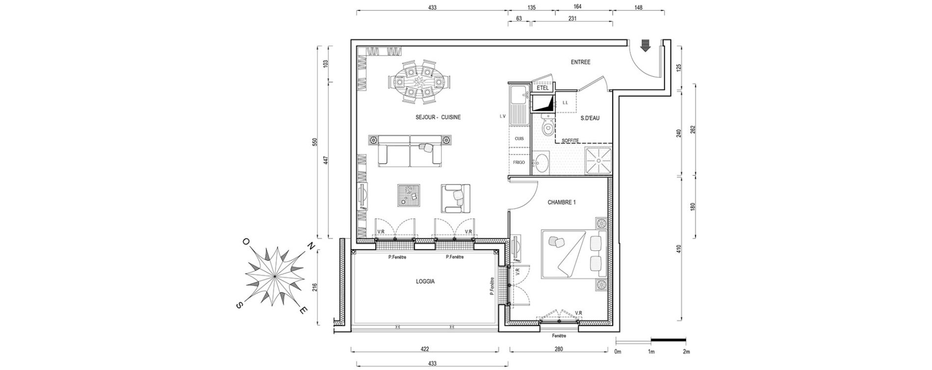 Appartement T2 de 47,40 m2 &agrave; &Eacute;vry Centre