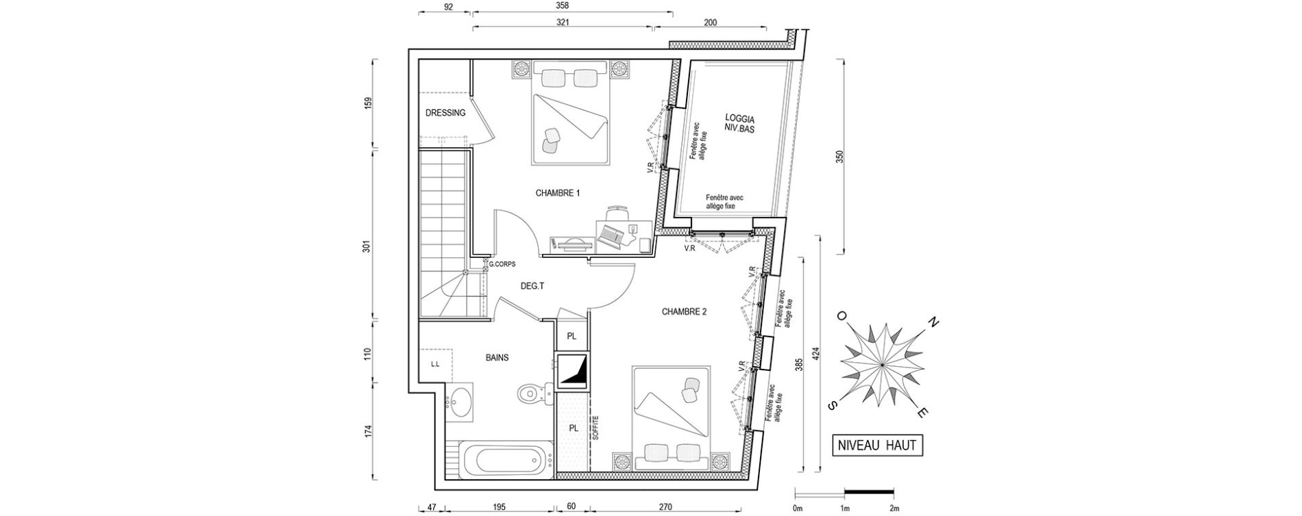 Duplex T3 de 65,90 m2 &agrave; &Eacute;vry Centre