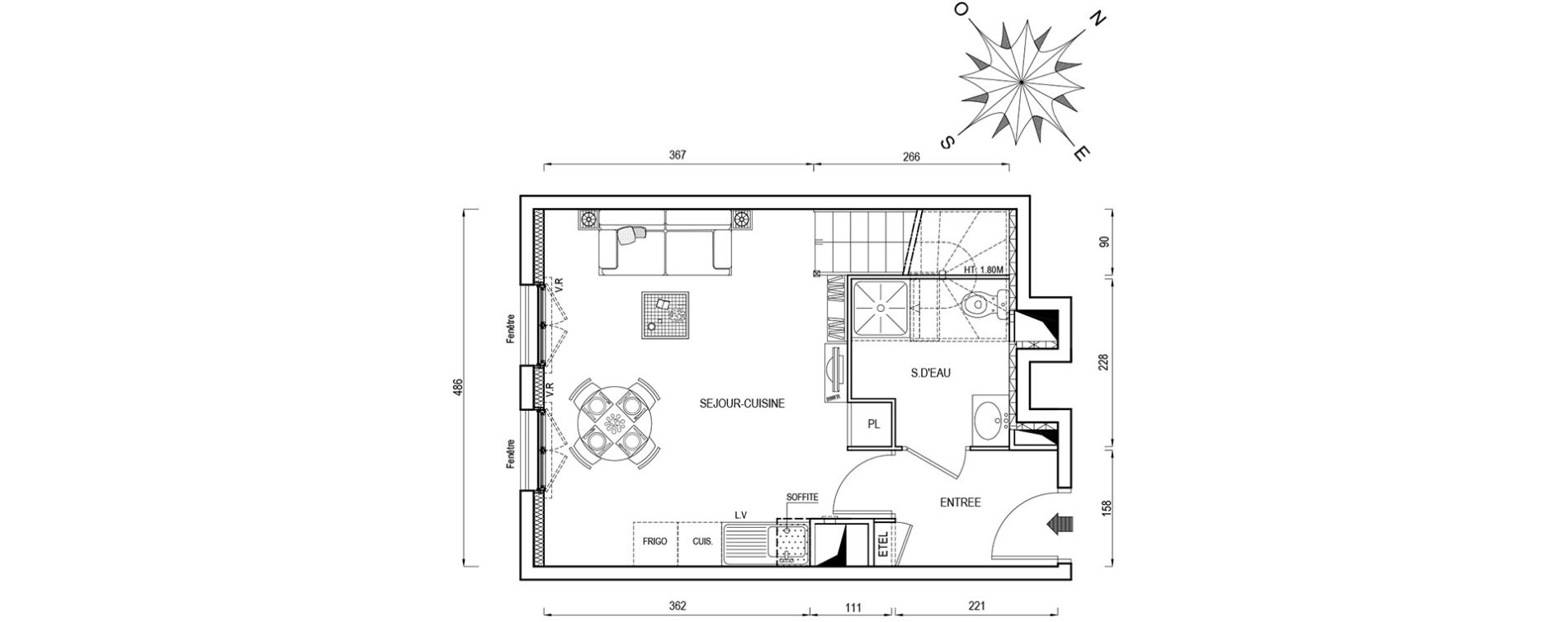 Duplex T4 de 71,50 m2 &agrave; &Eacute;vry Centre