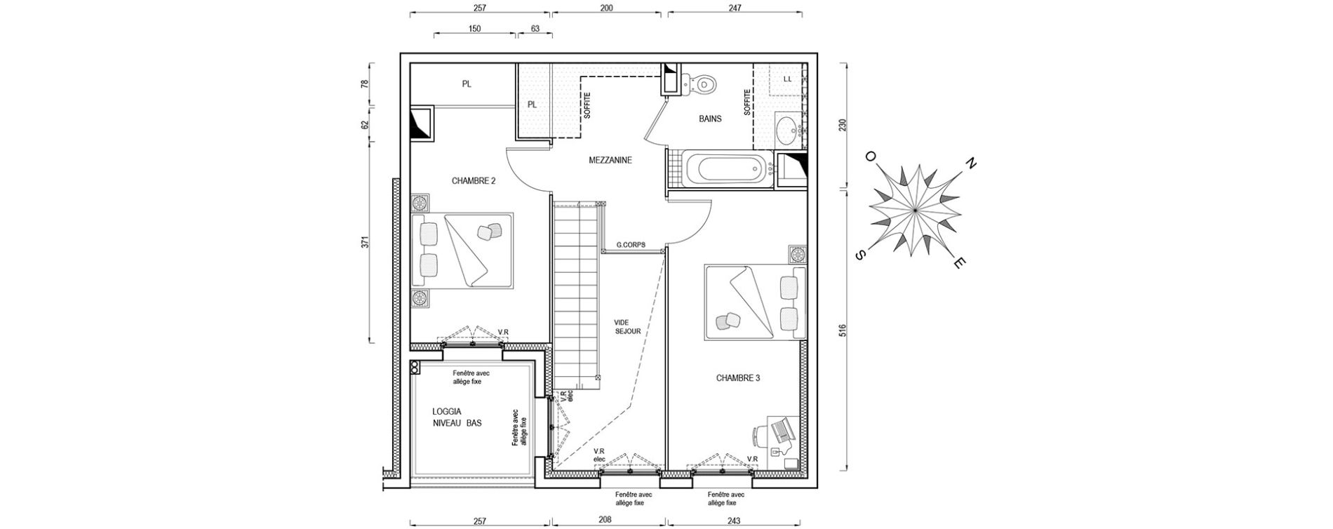 Duplex T4 de 77,50 m2 &agrave; &Eacute;vry Centre