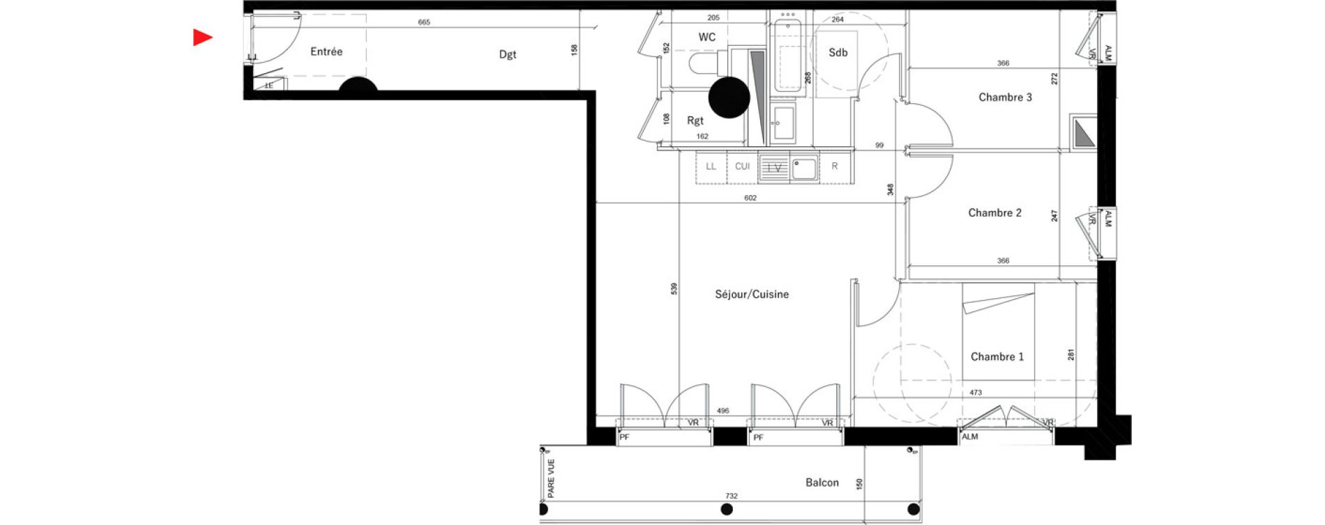 Appartement T4 de 85,40 m2 &agrave; &Eacute;vry Les horizons