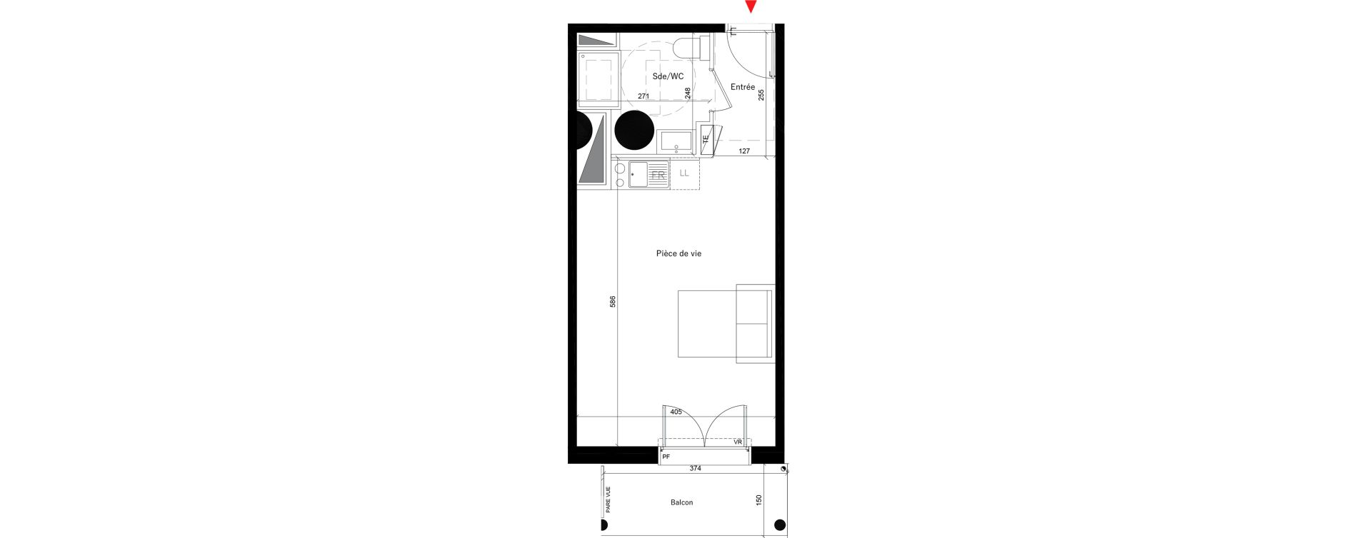 Appartement T1 de 31,70 m2 &agrave; &Eacute;vry Les horizons