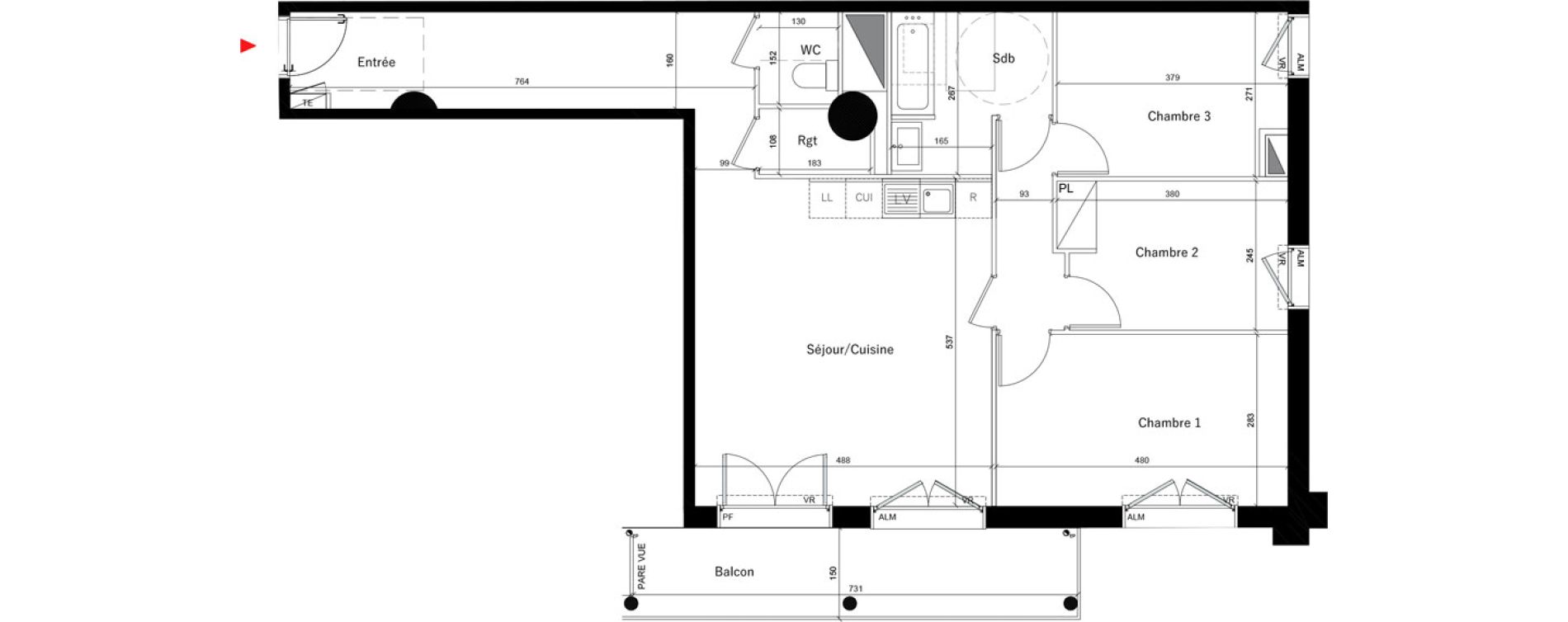 Appartement T4 de 85,10 m2 &agrave; &Eacute;vry Les horizons