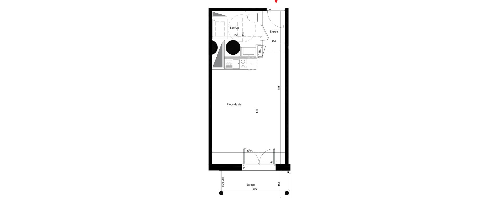 Appartement T1 de 31,70 m2 &agrave; &Eacute;vry Les horizons