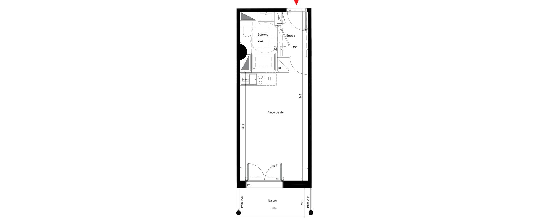 Appartement T1 de 26,90 m2 &agrave; &Eacute;vry Les horizons