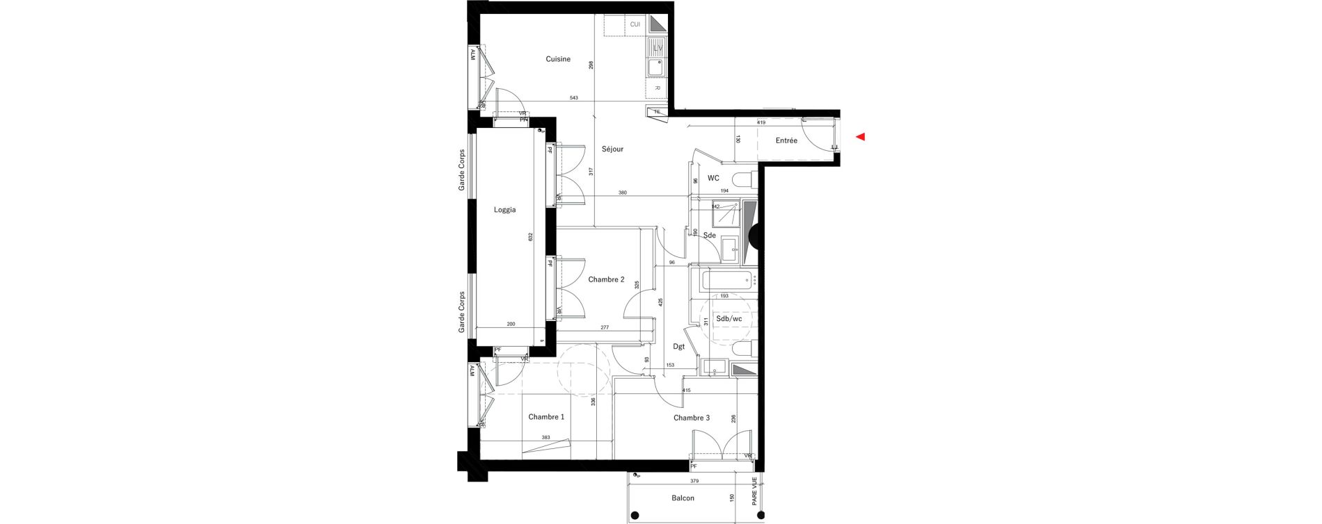 Appartement T4 de 79,20 m2 &agrave; &Eacute;vry Les horizons