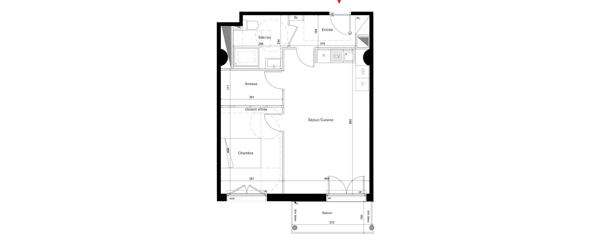 Appartement T2 de 55,40 m2 &agrave; &Eacute;vry Les horizons