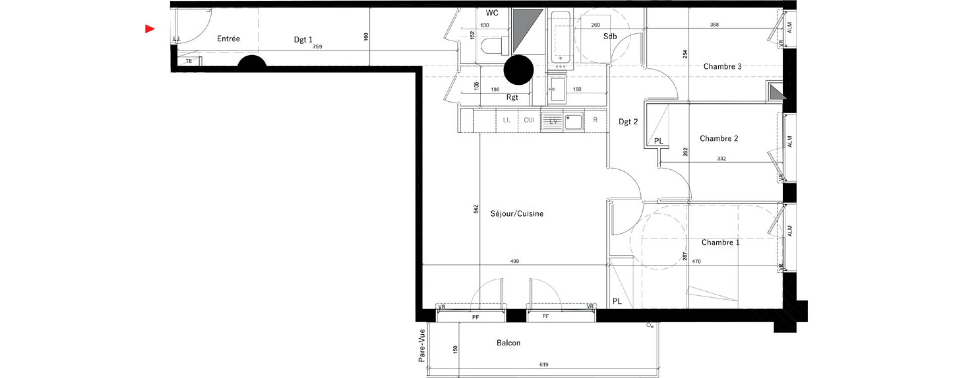 Appartement T4 de 85,00 m2 &agrave; &Eacute;vry Les horizons