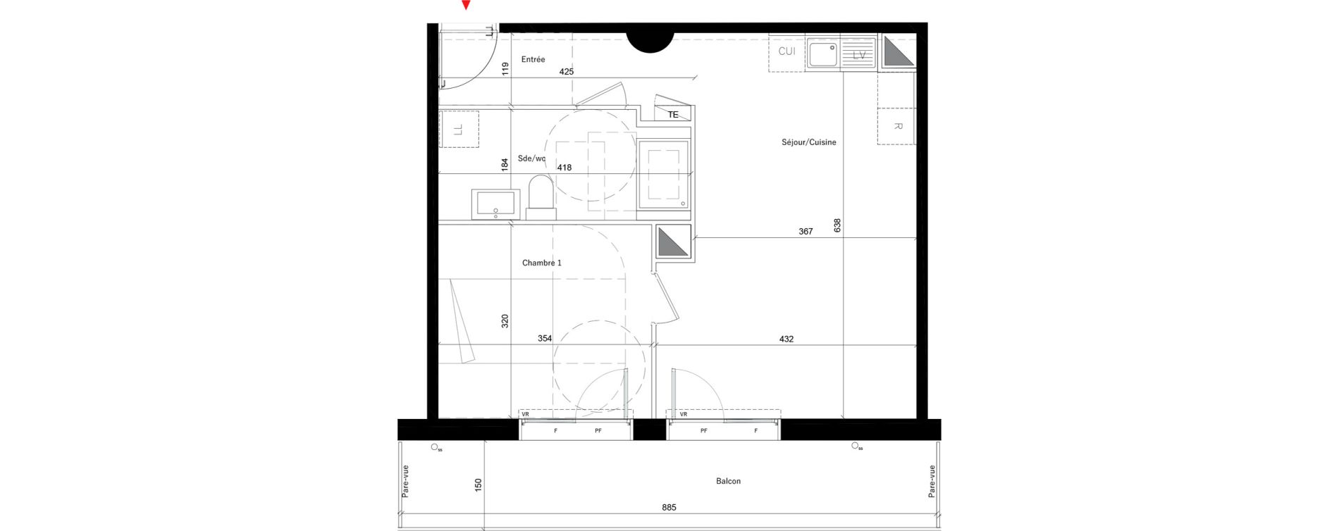 Appartement T2 de 48,40 m2 &agrave; &Eacute;vry Les horizons