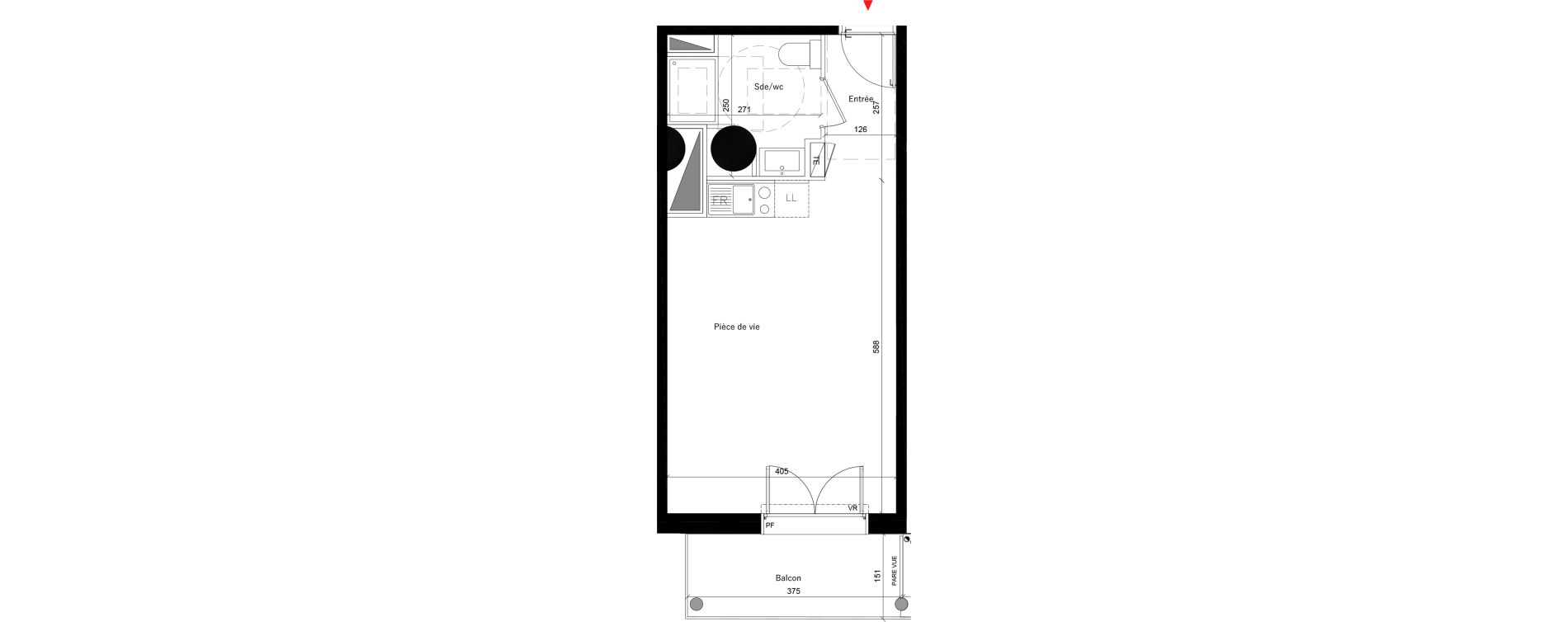 Appartement T1 de 31,70 m2 &agrave; &Eacute;vry Les horizons