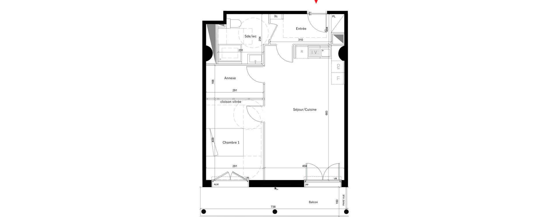 Appartement T2 de 55,40 m2 &agrave; &Eacute;vry Les horizons