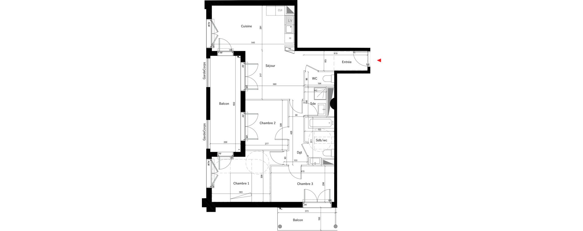 Appartement T4 de 79,20 m2 &agrave; &Eacute;vry Les horizons