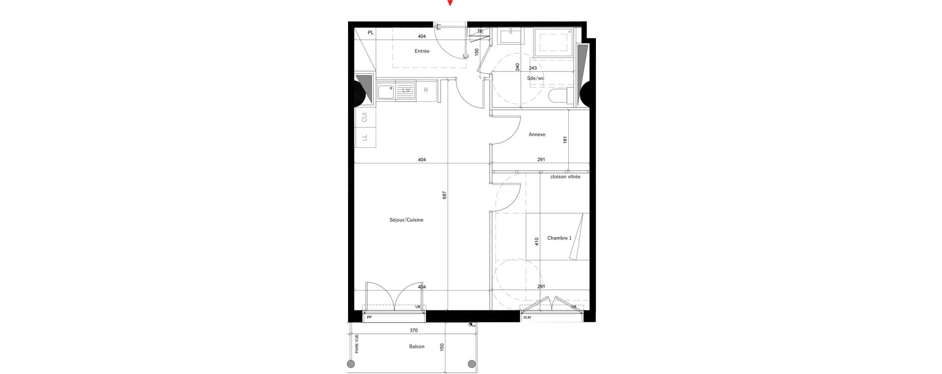 Appartement T2 de 56,00 m2 &agrave; &Eacute;vry Les horizons