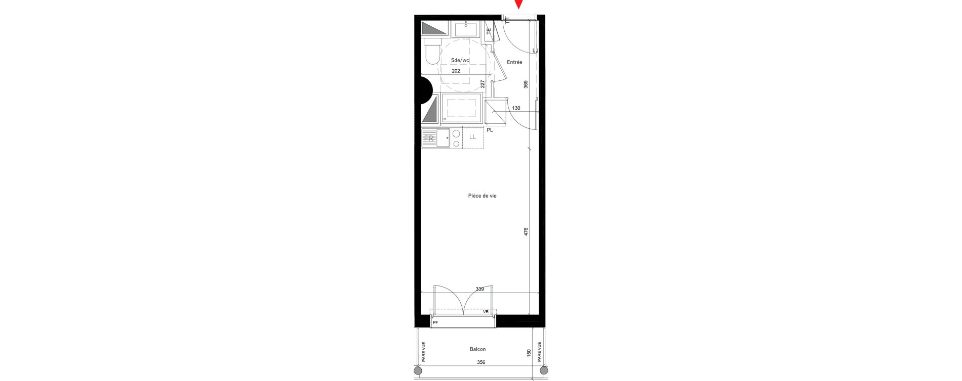 Appartement T1 de 26,90 m2 &agrave; &Eacute;vry Les horizons