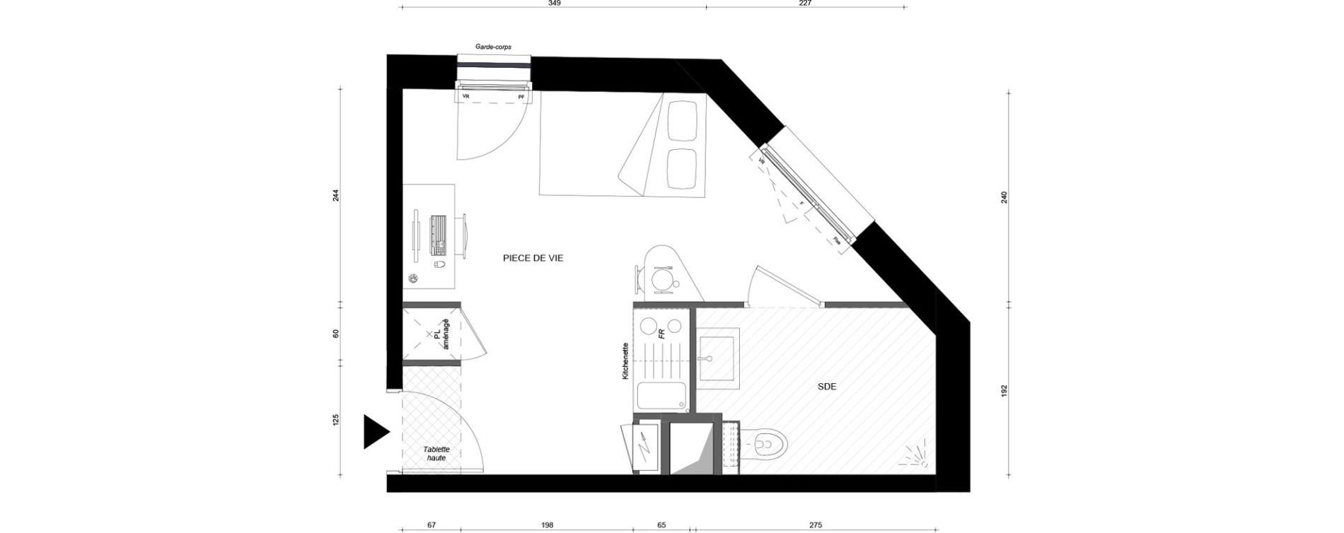 Studio meubl&eacute; de 22,10 m2 &agrave; &Eacute;vry &eacute;pinettes