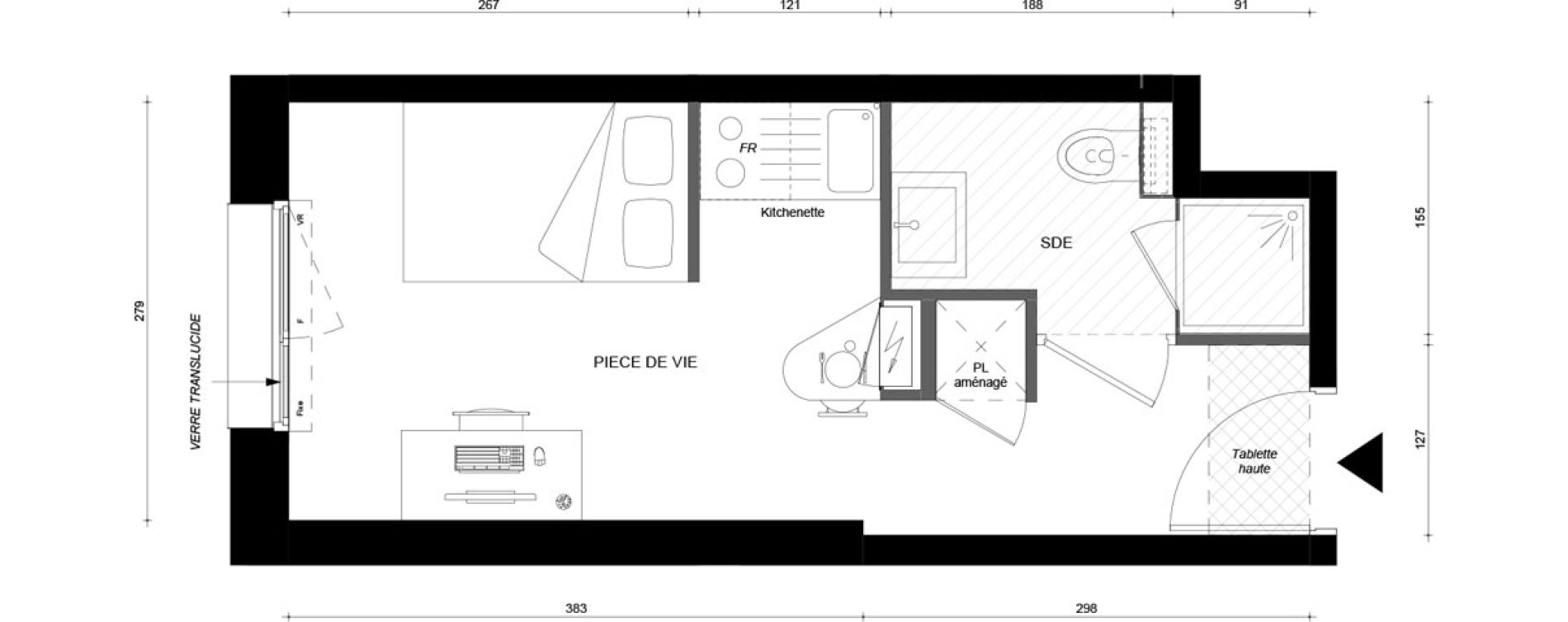 Studio meubl&eacute; de 17,90 m2 &agrave; &Eacute;vry &eacute;pinettes