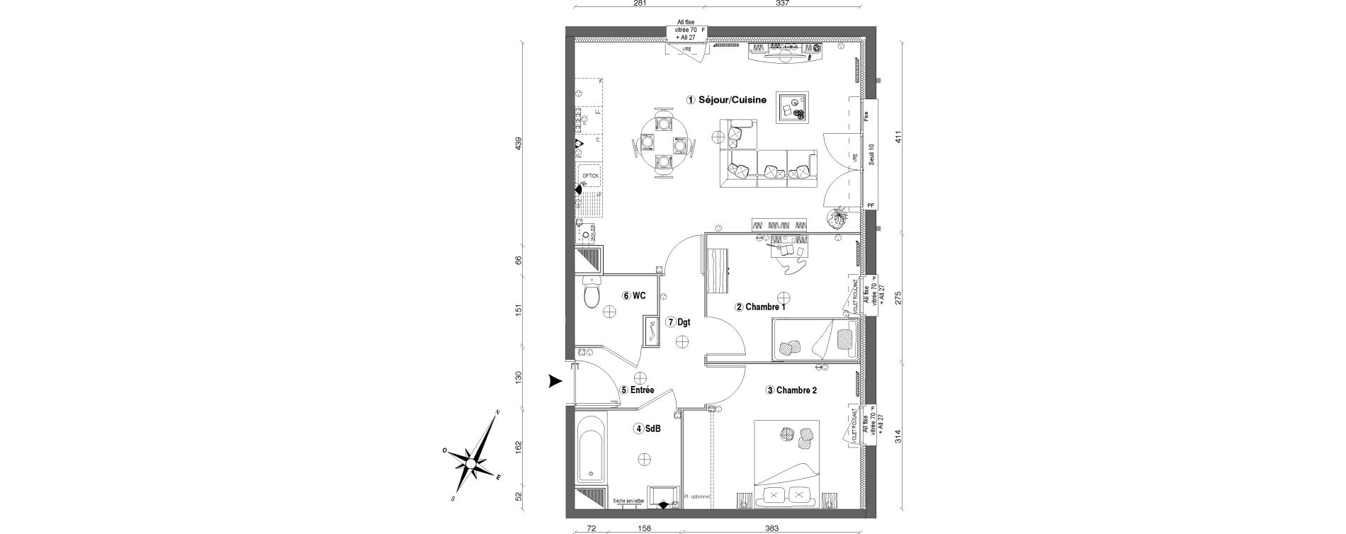 Appartement T3 de 60,30 m2 &agrave; Fontenay-Le-Vicomte Centre