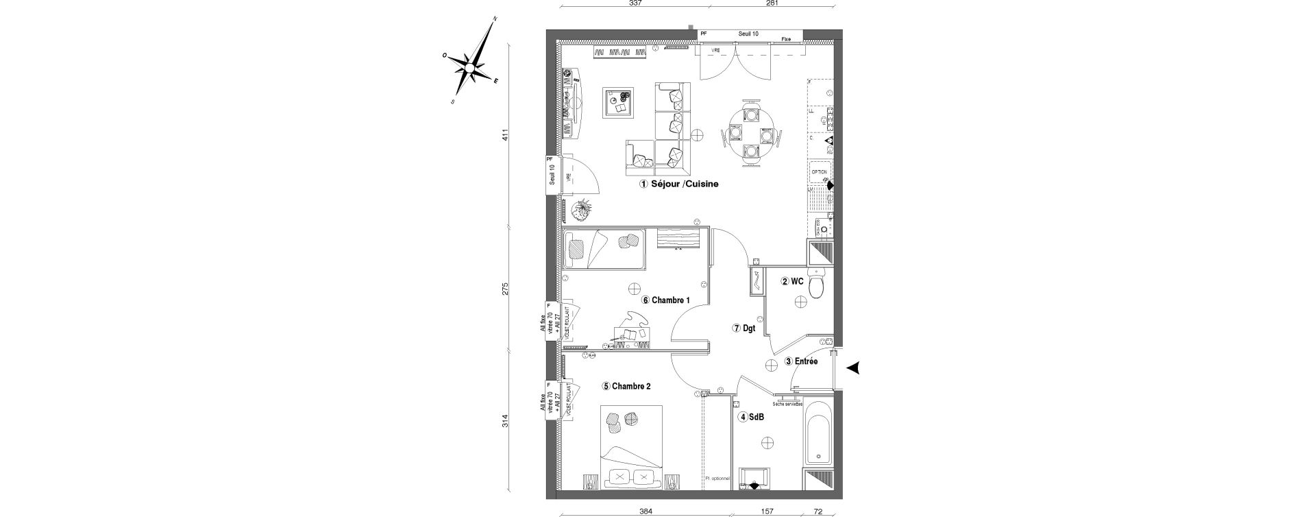Appartement T3 de 60,20 m2 &agrave; Fontenay-Le-Vicomte Centre