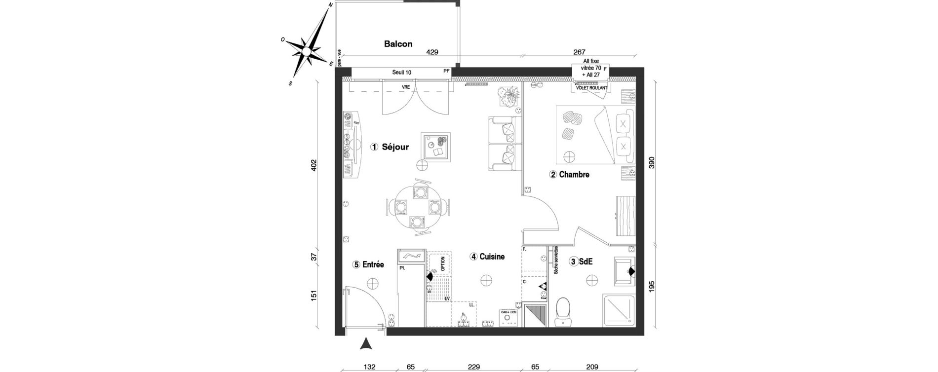 Appartement T2 de 41,50 m2 &agrave; Fontenay-Le-Vicomte Centre