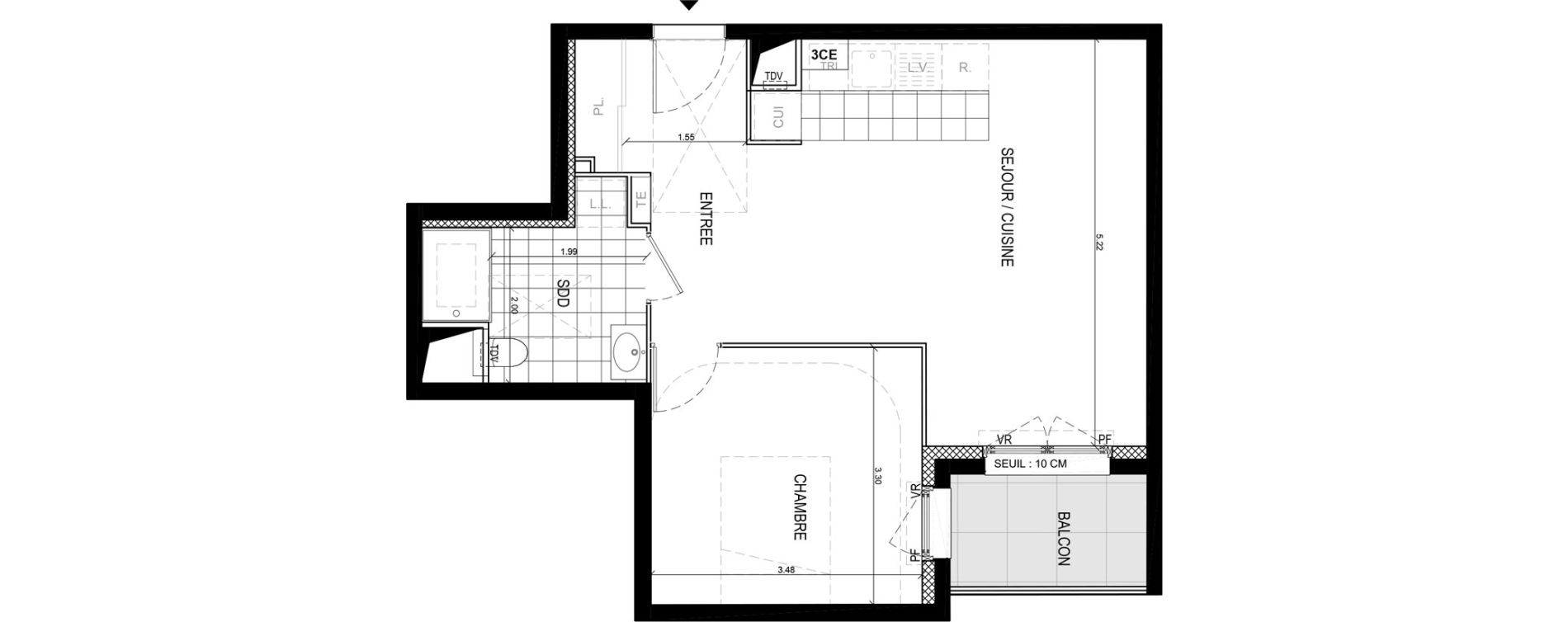 Appartement T2 de 46,70 m2 &agrave; Gif-Sur-Yvette Moulon vatonne centre
